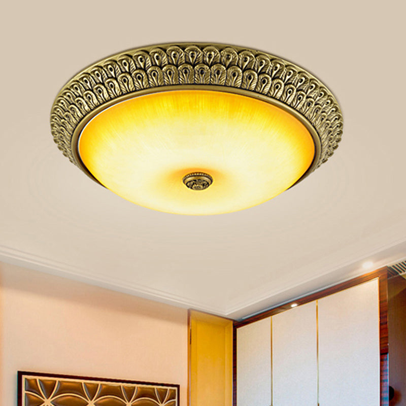 Rustic Amber Glass Led Ceiling Light In Gold Various Sizes / 12’