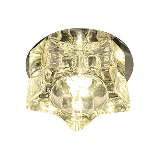 Contemporary Star - Shape Led Ceiling Fixture With Clear Crystal Accents - Warm/White/Multi Color