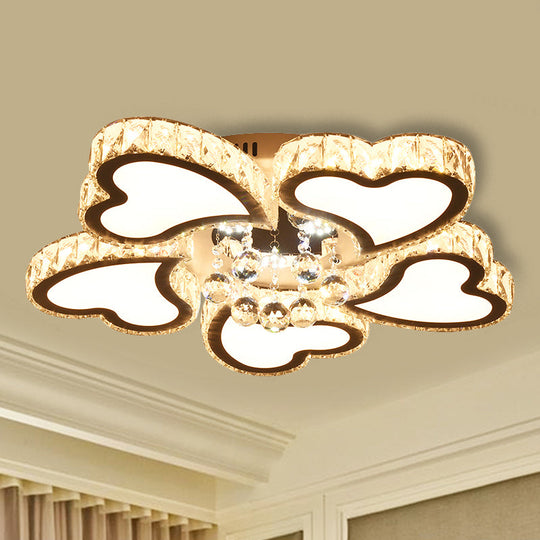 Loving Heart Crystal Block Ceiling Flush Led Mount Light Stainless - Steel