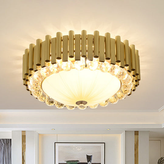 Brass 6-Head Crystal Flushmount: Modern Bedroom Ceiling Lighting