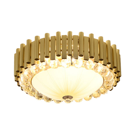 Brass 6 - Head Crystal Flushmount: Modern Bedroom Ceiling Lighting