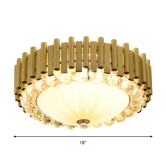 Brass 6-Head Crystal Flushmount: Modern Bedroom Ceiling Lighting