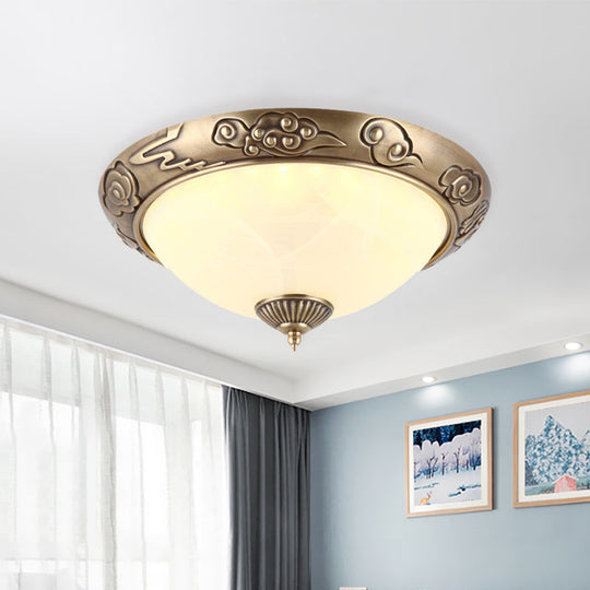 Brass Led Colonial Dome Ceiling Light In Opal Glass 12’/16’ For Bedroom