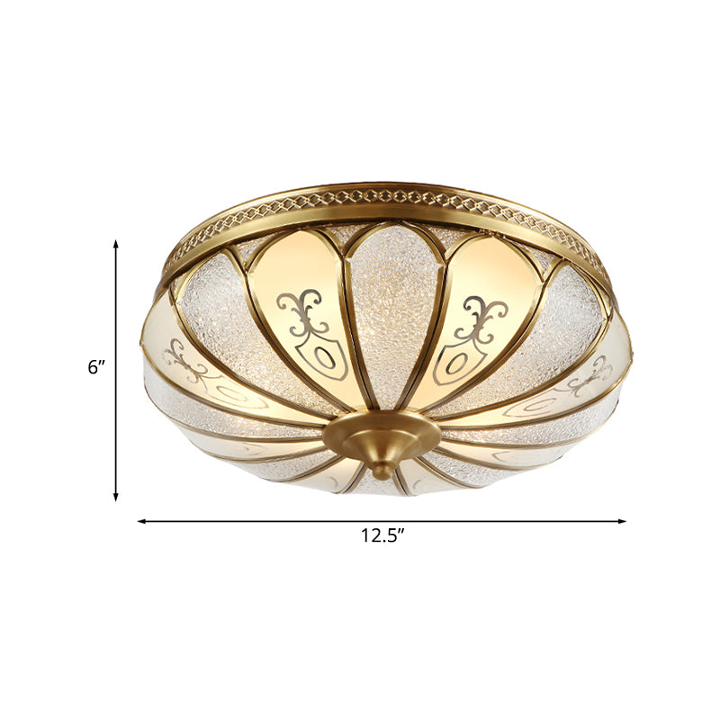 Lotus Frosted Glass Flush Mount Ceiling Light Fixture - Colonial Design Gold Finish 3/4/5 Heads