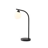 Modern Ball Shade Table Light With Ivory Glass | 1 Head Bedside Night Lamp Minimalist Design