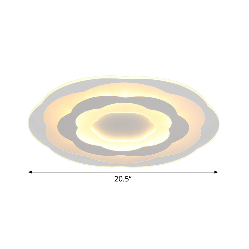 Ultrathin Layered Flower Ceiling Light - Modern Acrylic - White Led Flush Mount Lighting For