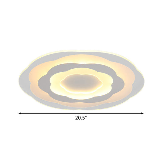 Ultrathin Layered Flower Ceiling Light - Modern Acrylic - White Led Flush Mount Lighting For