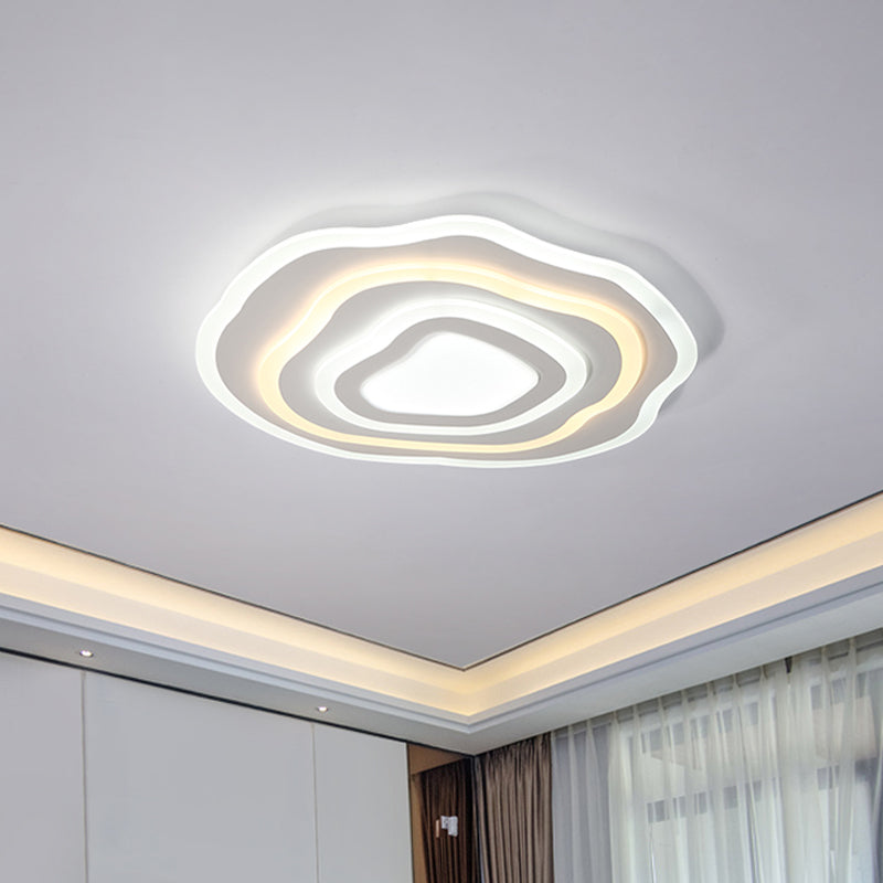 Modern Led Ceiling Lamp: 19.5/23.5 Wide Acrylic White Flush Mount With Warm/White Light For Lounge