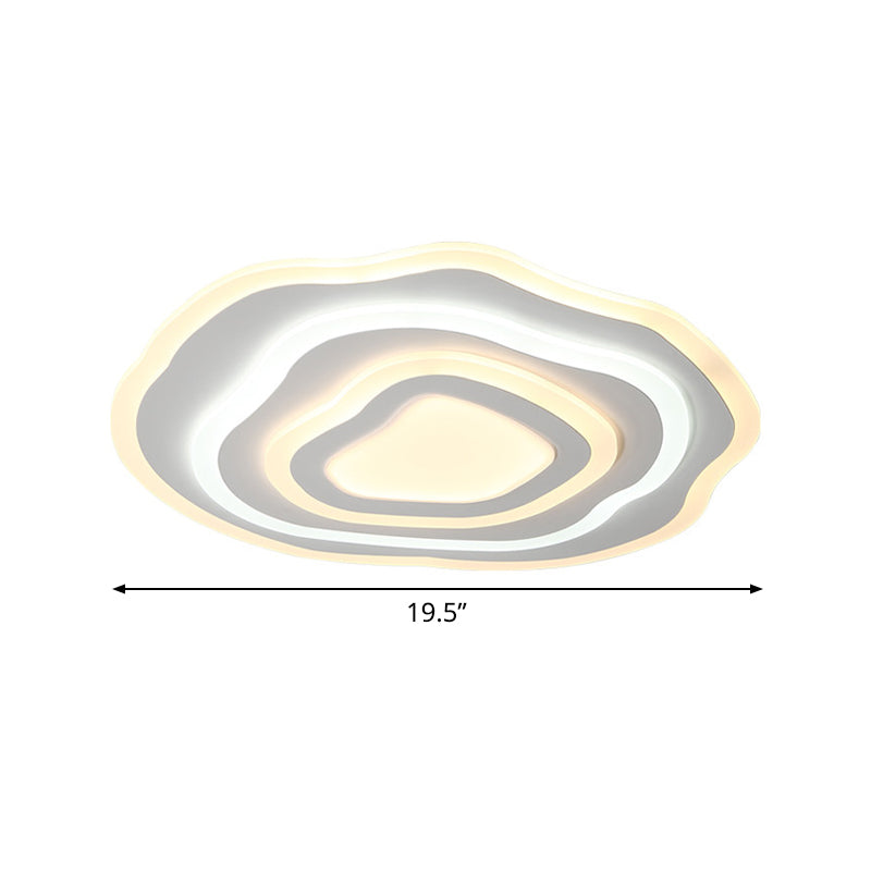 Modern Led Ceiling Lamp: 19.5/23.5 Wide Acrylic White Flush Mount With Warm/White Light For Lounge