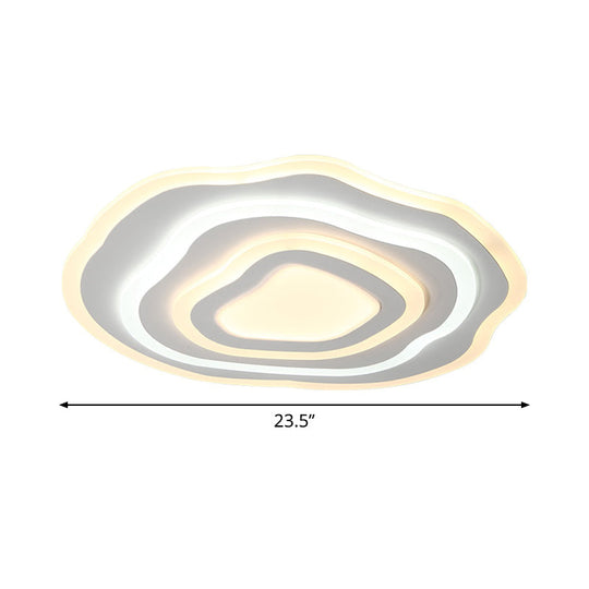 Modern Led Ceiling Lamp: 19.5/23.5 Wide Acrylic White Flush Mount With Warm/White Light For Lounge