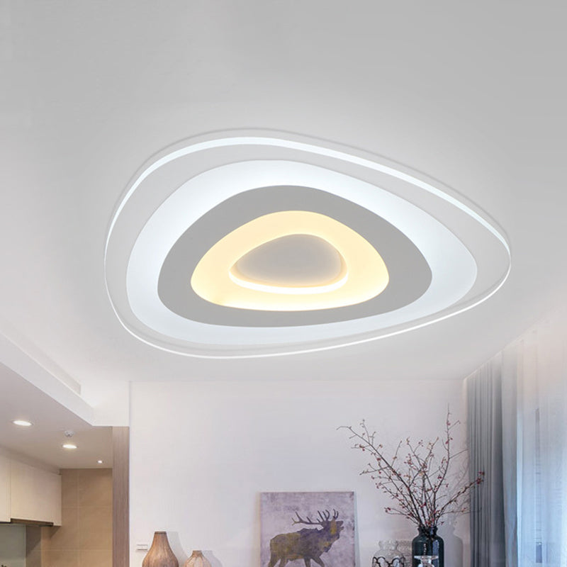 Modern White Led Ceiling Mounted Lamp - Acrylic Layered Triangle Thin Flush Light