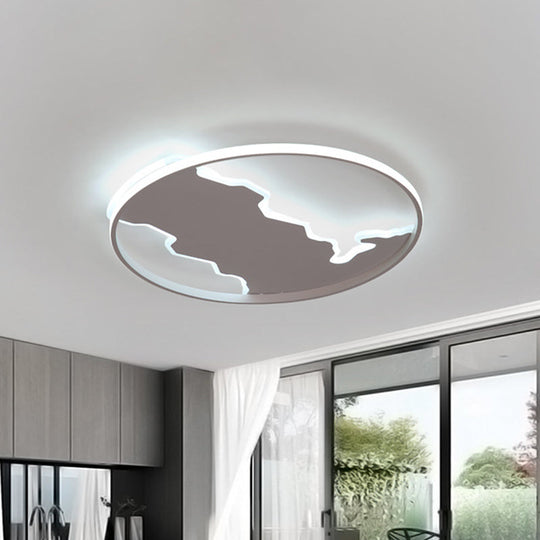 Nordic White Thin Loop Led Ceiling Light With Zigzag Panel Warm/White - 16.5/20.5 W
