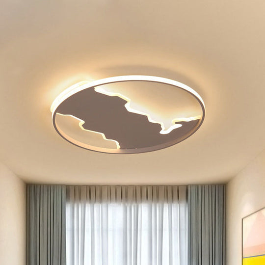 Nordic White Thin Loop Led Ceiling Light With Zigzag Panel Warm/White - 16.5’/20.5’ W / 16.5’ Warm