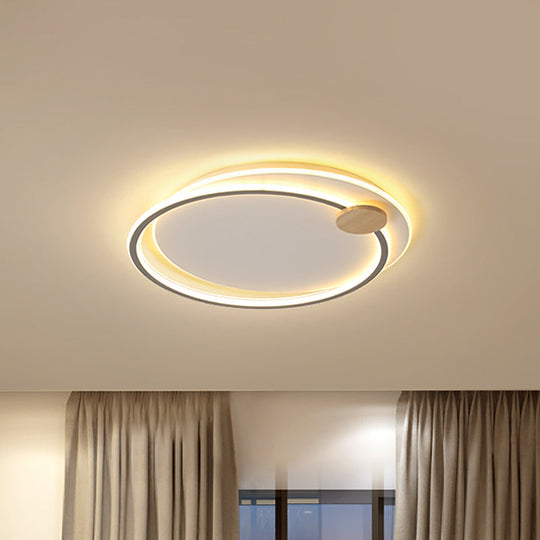 Minimalist Dual Circle Led Ceiling Light In Black/Grey For Warm/White Lighting - 16.5’/20.5’