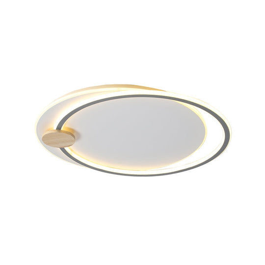 Minimalist Dual Circle Led Ceiling Light In Black/Grey For Warm/White Lighting - 16.5/20.5 Wide