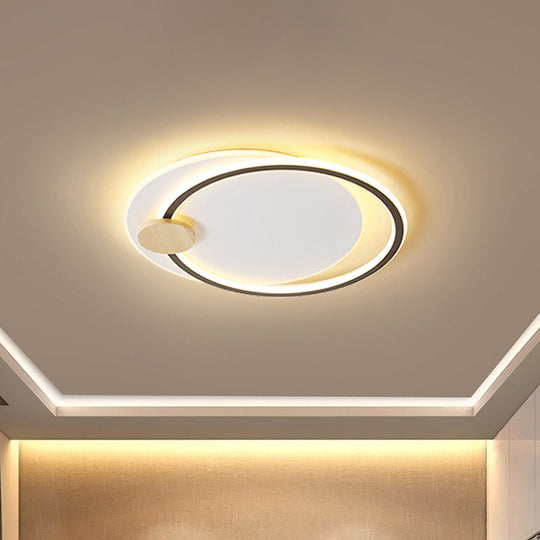 Minimalist Dual Circle Led Ceiling Light In Black/Grey For Warm/White Lighting - 16.5/20.5 Wide