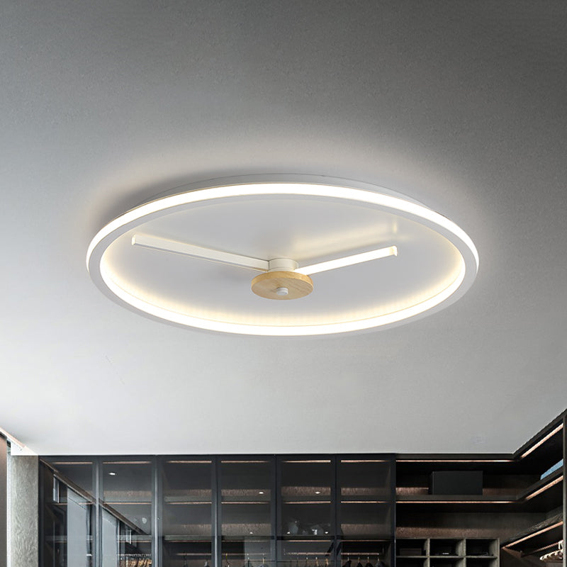 Ultra - Thin Led Ceiling Light With Adjustable Hour Hand Design For Modern Bedrooms In Black Or