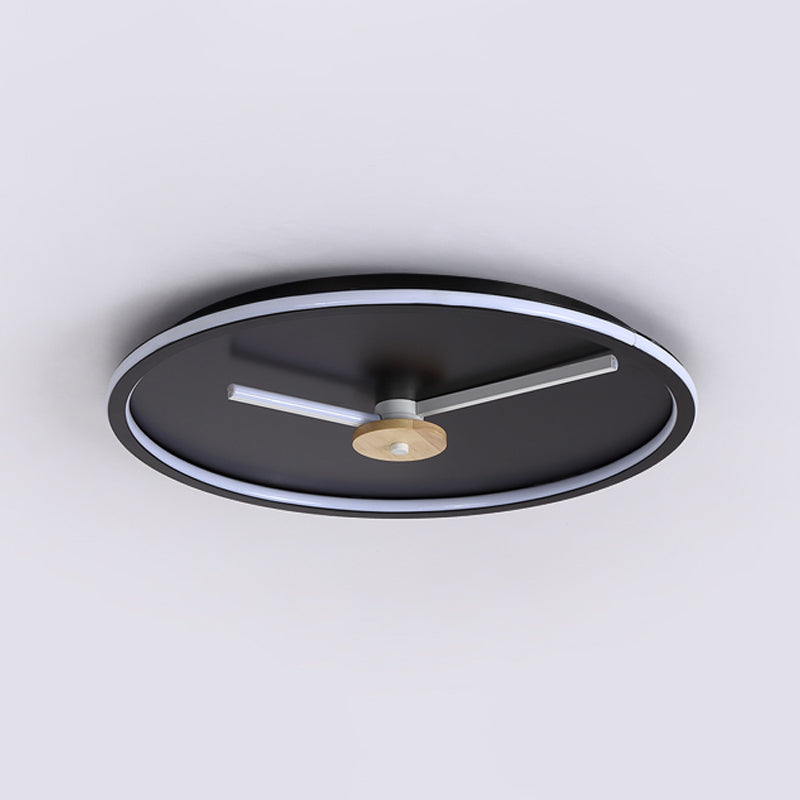 Ultra - Thin Led Ceiling Light With Adjustable Hour Hand Design For Modern Bedrooms In Black Or