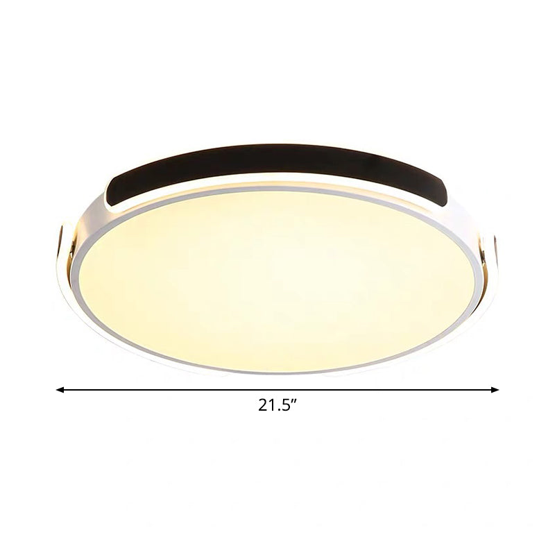 Nordic Led Flush Mount Round Ceiling Light - Black/White With Riveted Straps 14/18/21.5’ Warm/White