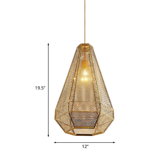 Gold Colonial Diamond Suspension Pendant Light With Stainless Steel Down Lighting
