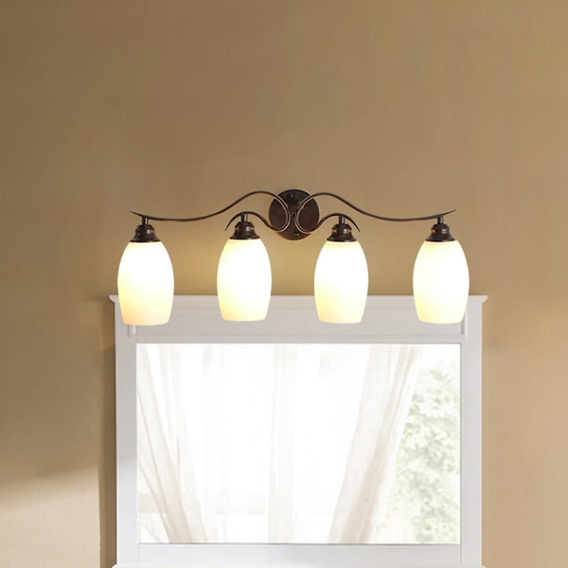 Traditional Milk Glass Vanity Sconce In Black - 3/4 Lights For Bathroom 4 /