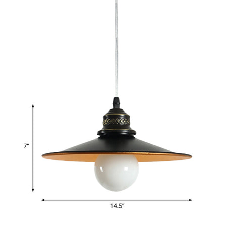 Saucer Iron Ceiling Pendant Lamp - Industrial Suspension Lighting In Black 8.5/14.5 Wide