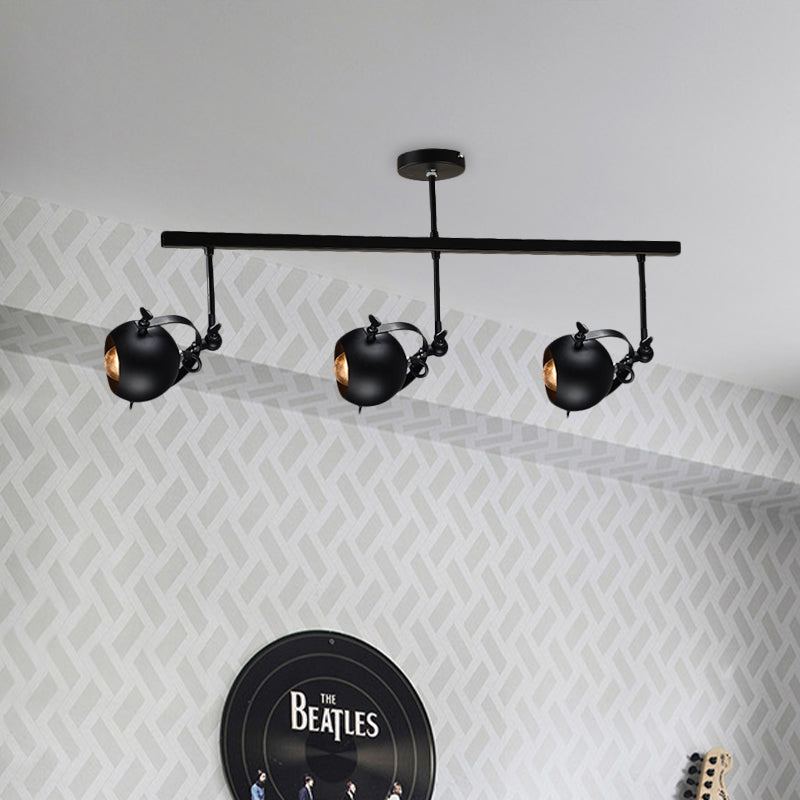 Industrial Iron Dome Restaurant Semi Flush Mount Ceiling Light Fixture With Linear Design - 2/3