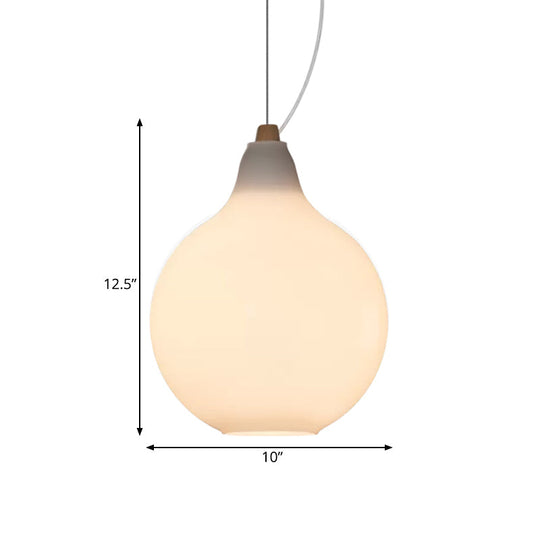 Frosted White Glass Dinette Pendant Light With Wood Top