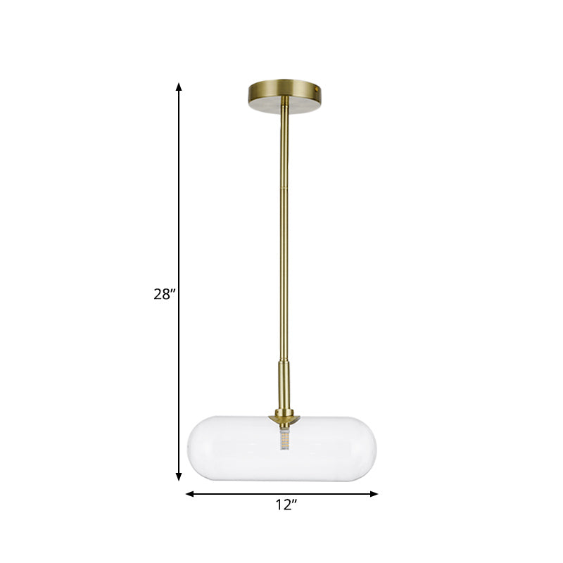 Minimalist Glass Pendant Light In Gold – Single-Bulb Suspension Fixture