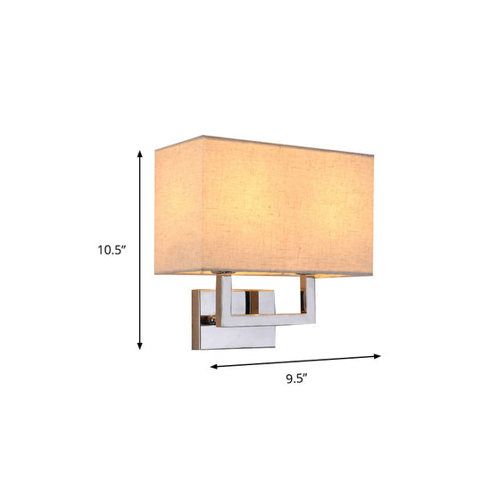Modern Rectangular Beige Led Fabric Wall Sconce For Bedside Lighting