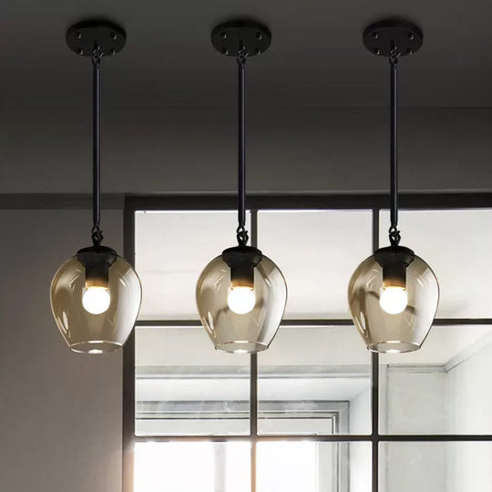 Vintage Wine Cup Pendant Light In Black/Gold For Kitchen