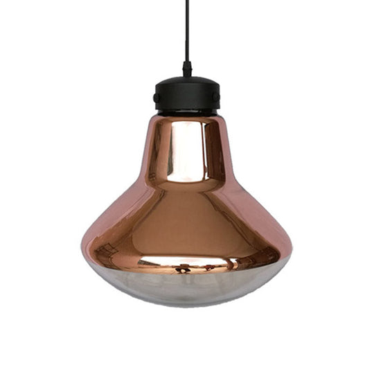 Copper Mirrored Glass Pendant Light For Dining Room - Modernist Design With 1-Light Suspension