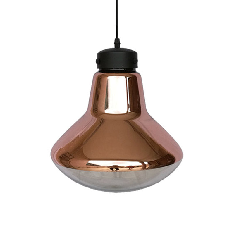 Modernist Copper Mirrored Glass Pendant Light - Dining Room Suspension Lamp