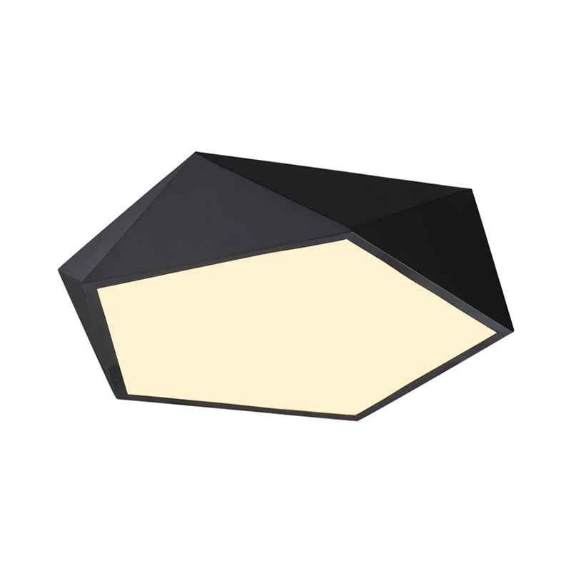 Modernist 3D Pentagon Flushmount Acrylic Led Ceiling Flush Light In Black - 16.5/20.5/24.5 Inches