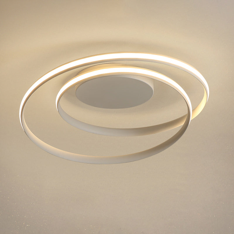 Led Twist Flush Mount Ceiling Light In Simplicity Black/White Aluminum Housing - Warm/White/3 Color