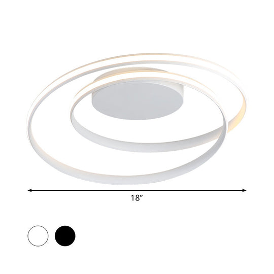 Led Twist Flush Mount Ceiling Light In Simplicity Black/White Aluminum Housing - Warm/White/3 Color