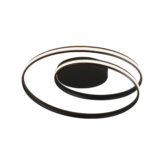 Led Twist Flush Mount Ceiling Light In Simplicity Black/White Aluminum Housing - Warm/White/3 Color