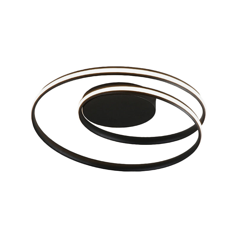 Led Twist Flush Mount Ceiling Light In Simplicity Black/White Aluminum Housing - Warm/White/3 Color