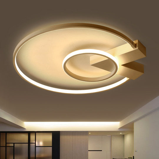 Contemporary White/Gold Led Ceiling Flush Mount With Chic 2 - Circle Design