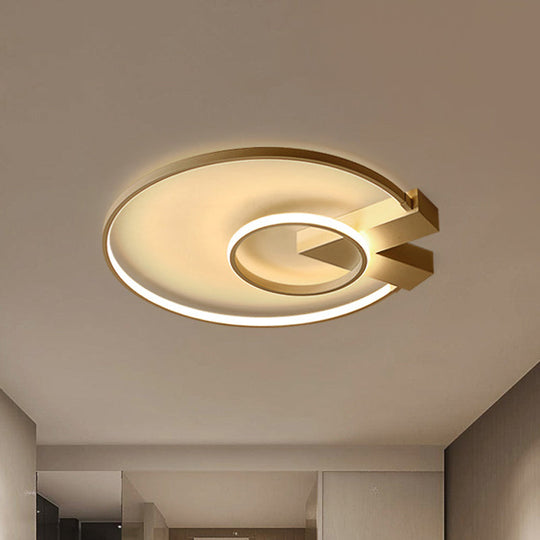 Contemporary White/Gold Led Ceiling Flush Mount With Chic 2 - Circle Design