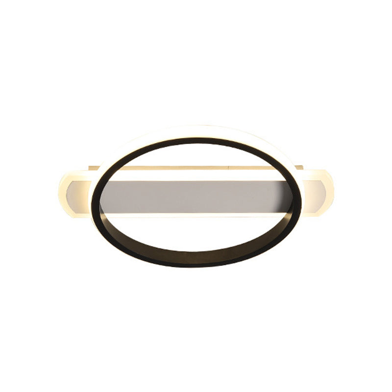 Simple Acrylic Led Flush Mounted Ceiling Light In Black - Round/Square - Oblong Shape Warm/White