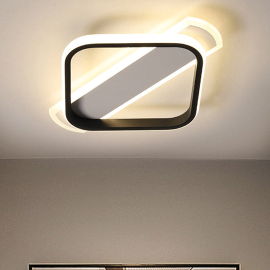 Simple Acrylic Led Flush Mounted Ceiling Light In Black - Round/Square - Oblong Shape Warm/White /