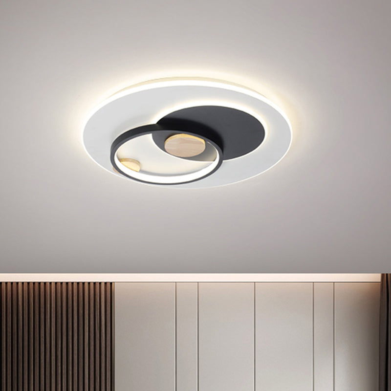 Minimal Intersected Circle Ceiling Light Iron Bedroom Led Flushmount Lighting (16.5’/20.5’) -