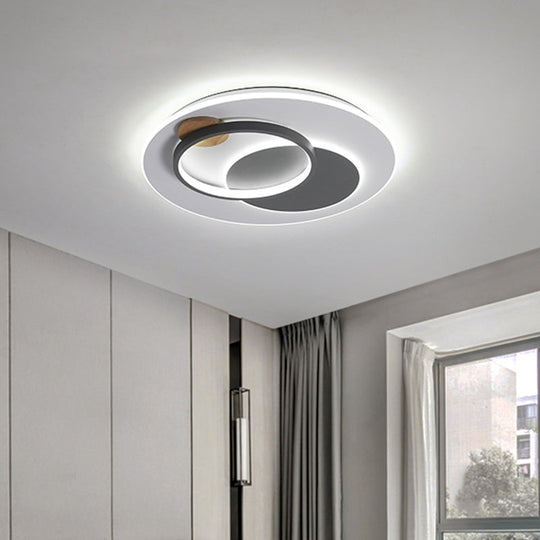 Minimal Intersected Circle Ceiling Light Iron Bedroom Led Flushmount Lighting (16.5’/20.5’) -