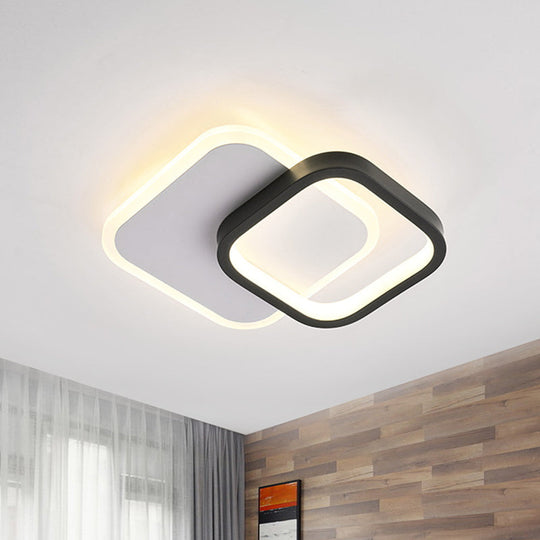 Modern Black - White Small Ceiling Lamp With Led Flush Mounts For Corridor