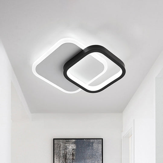 Modern Black - White Small Ceiling Lamp With Led Flush Mounts For Corridor