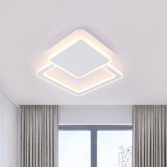 Modern White Led Ceiling Flush Light For Living Room - Round/Square Acrylic Simplicity Flushmount