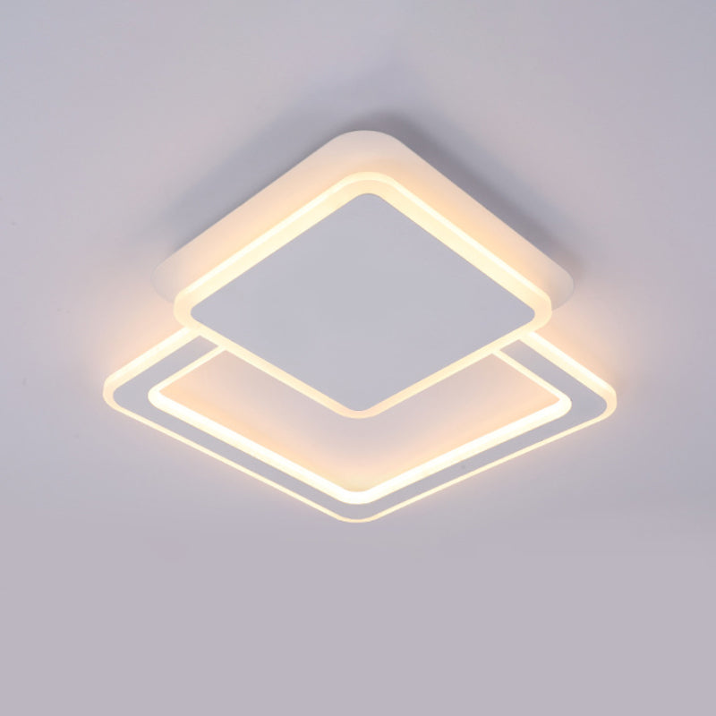 Modern White Led Ceiling Flush Light For Living Room - Round/Square Acrylic Simplicity Flushmount