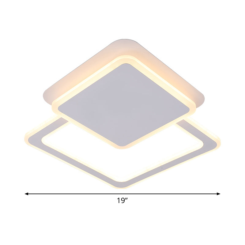 Modern White Led Ceiling Flush Light For Living Room - Round/Square Acrylic Simplicity Flushmount