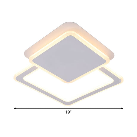 Modern White Led Ceiling Flush Light For Living Room - Round/Square Acrylic Simplicity Flushmount